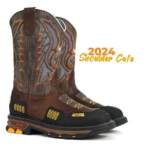 2024 Acero Cafe Mens work boots Botas de trabajo Square Toe Western Safety Toe