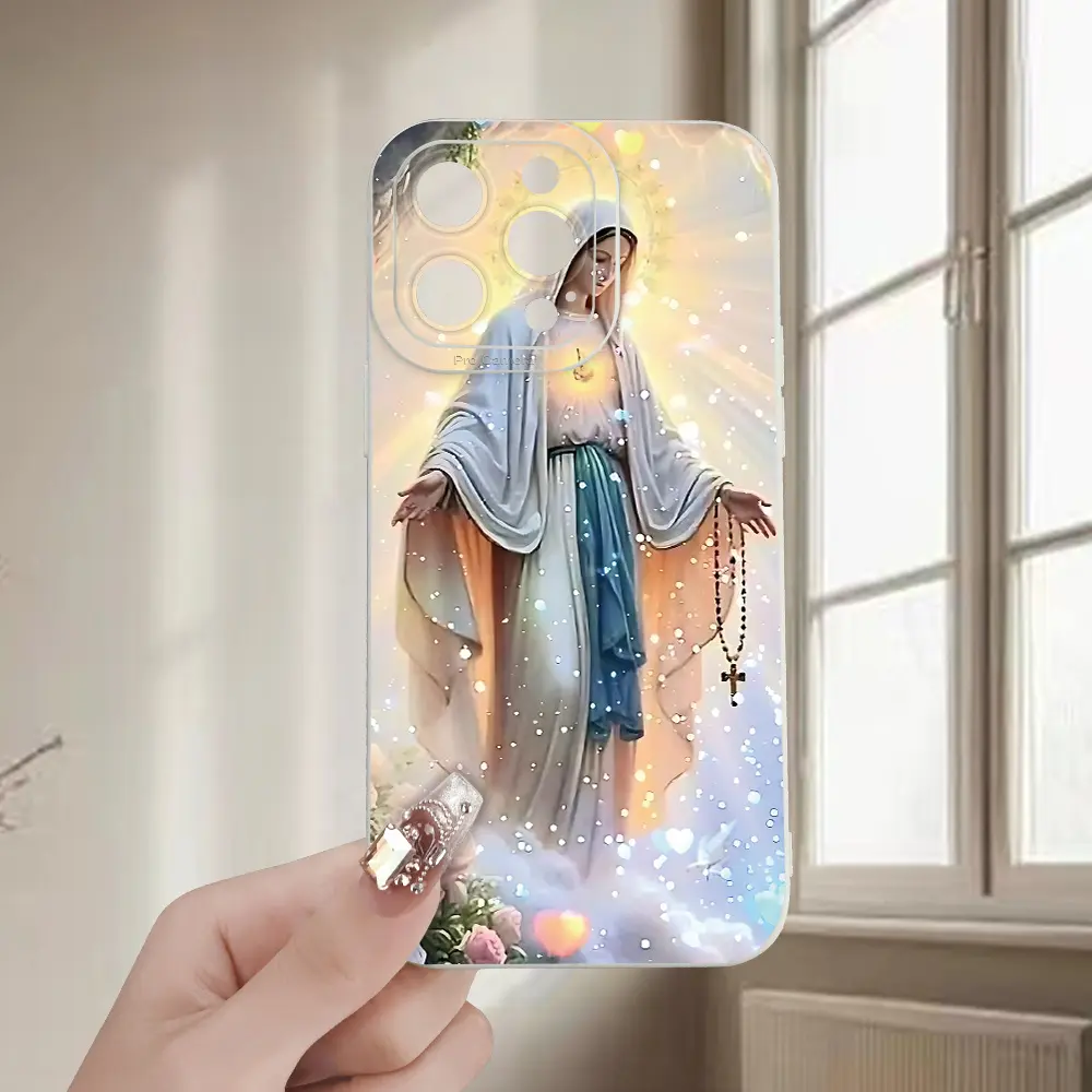 A popular creative phone case with a Virgin Mary pattern, suitable for iPhone 17/16/15/14/13/12/11 Plus/Pro/Max - Unisex creative and stylish design, a gift for friends, family, boyfriend, or girlfriend
