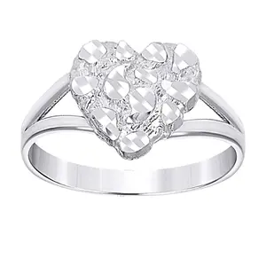 925 Sterling Silver Womens Love Heart Nugget Fashion Ring 10.3x2.5mm Wide Size 7 Statement-Ring for Women