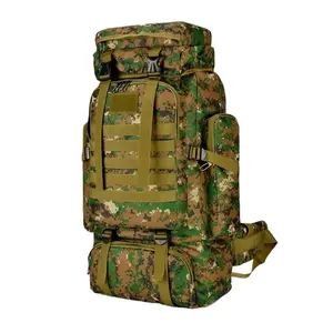 80L Large Tactical Backpack Military Hiking Camping Travel Backpack for Men Water Resistant Heavy Duty Oxford Cloth