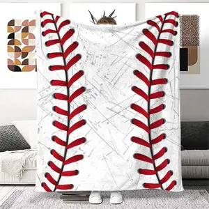 Baseball Pattern , Soft Throw , Air-conditioned Room , Warm Nap  for Home & Office, Bedroom Accessories sofa decor  cozy Print Flannel  cooling  novelty comfortable sofa  pig love blanket cartoon flannel throw blanket