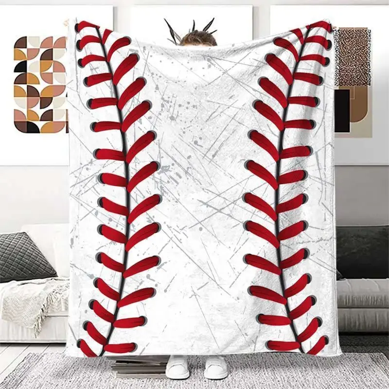 Baseball Pattern , Soft Throw , Air-conditioned Room , Warm Nap  for Home & Office, Bedroom Accessories sofa decor  cozy Print Flannel  cooling  novelty comfortable sofa  pig love blanket cartoon flannel throw blanket