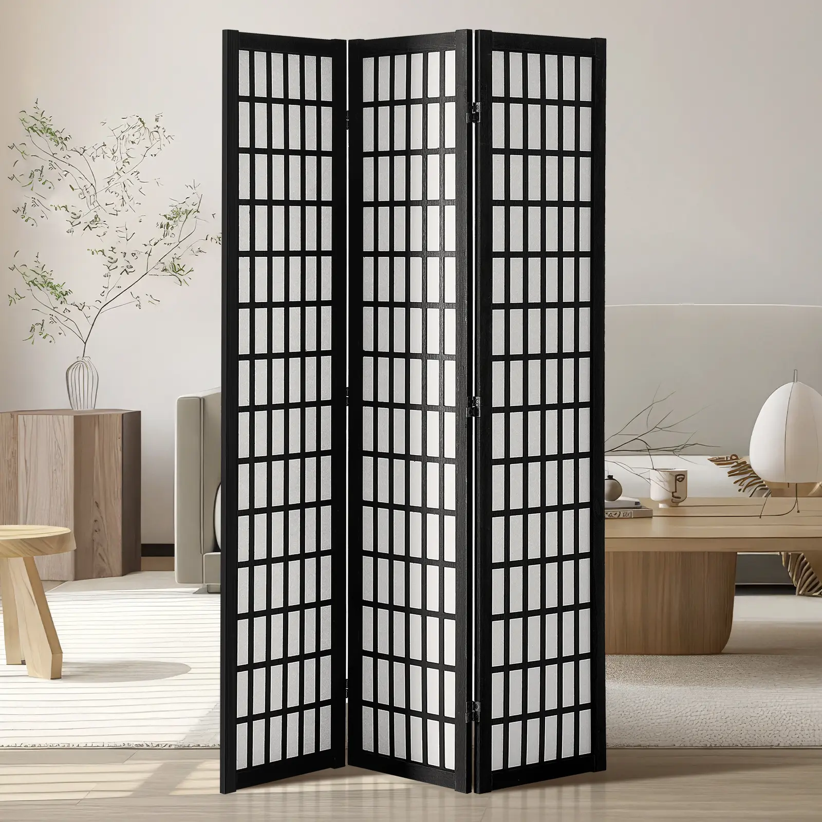 【summerfinds】VEVOR Room Divider, 3 Panel Japanese Room Divider, Wood Folding Privacy Screen Indoor, Japanese Partition Dividers Portable Decoration Screens, for Room Separation Home Office Restaurant & Bedroom