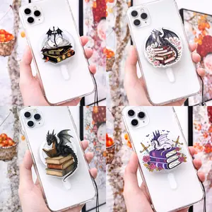 Enchanting Dragon Library Magsafe Phone Grip - Magnetic Pop Socket & Kickstand - Magical Phone Accessory Gift