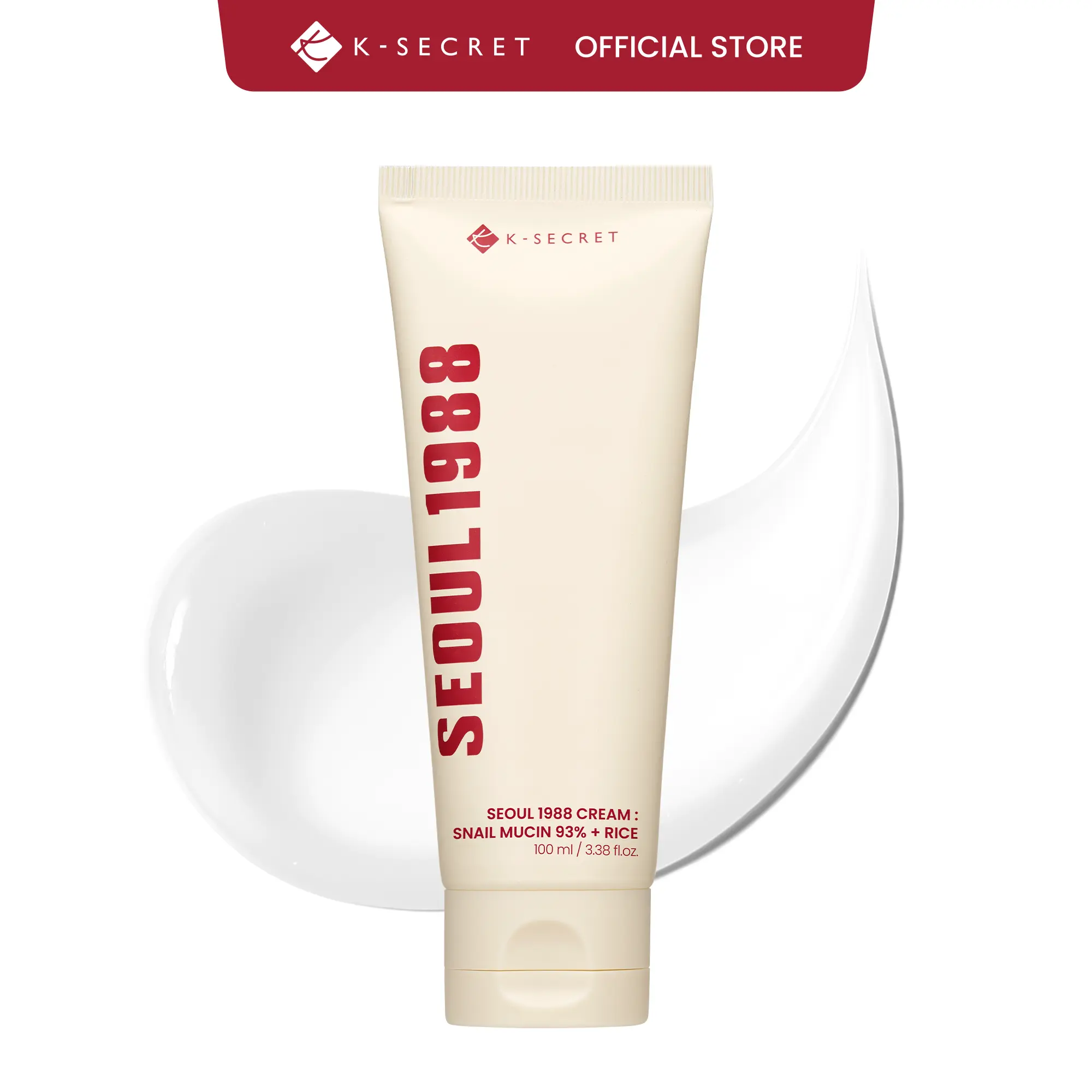 [KSECRET Official] SEOUL 1988 Snail Mucin 93% Cream – High-Concentration Formula with 93% Snail Mucin | Non-Sticky & Fast-Absorbing Facial Cream | Korean Skincare