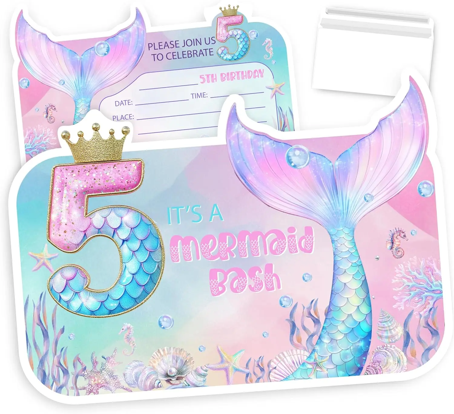 5th Birthday Pool Theme Party Invitation Cards for Boys and Girls, 30 Sets with Envelopes, Durable Cardstock, Fun and Engaging Designs, Vibrant Print (Office Stationery Supplies)