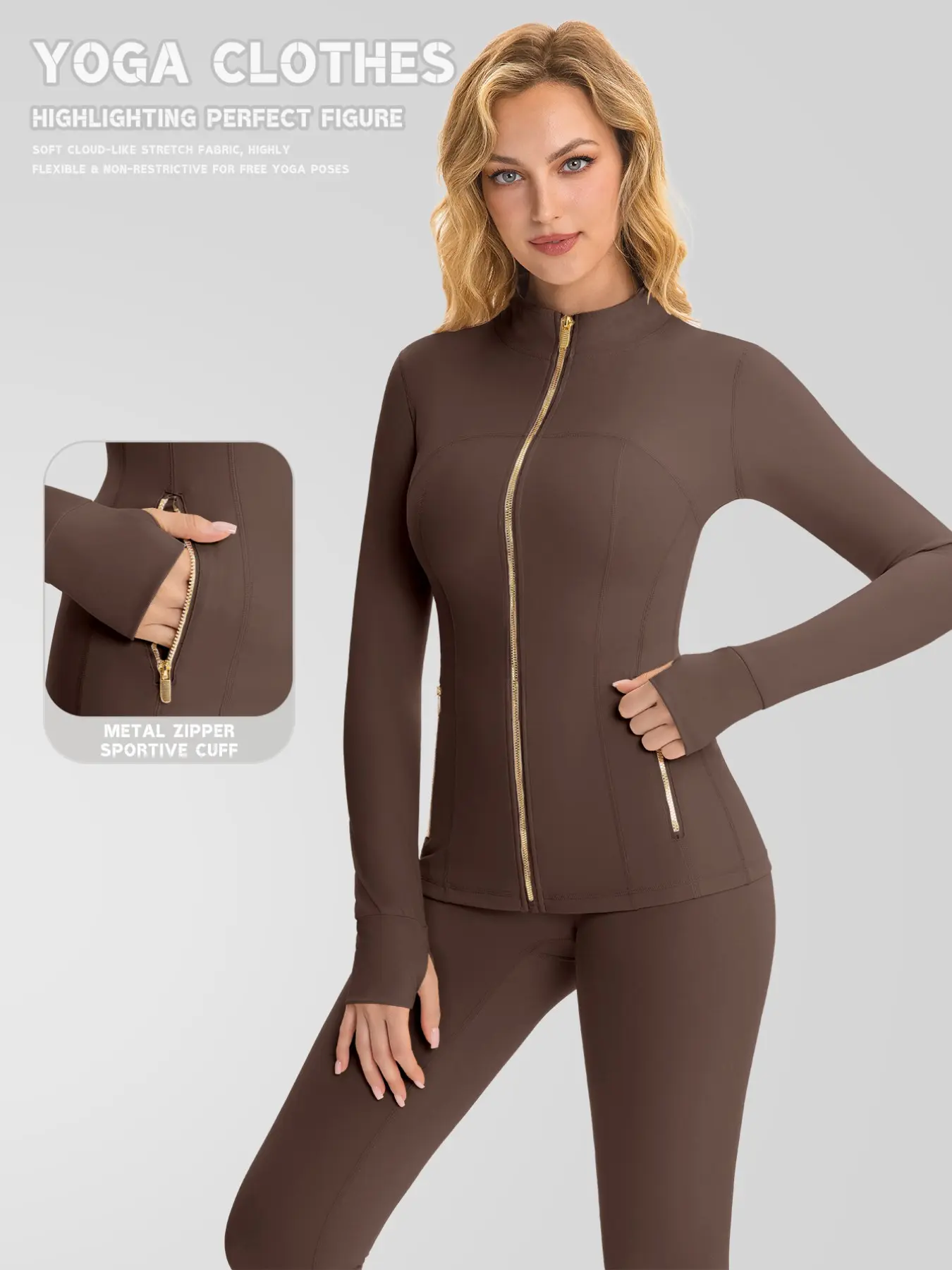 Women's Zipper Jacket, High-Quality Long Sleeve Sportswear, Pocket Design, Thumb Hole, Outdoor & Daily Wear, Yoga Jacket, Sporty Jacket, Sports Outerwear