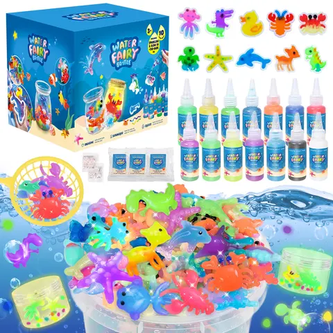 JOYSPOT Magic Water Elf Toy Set With Yellow Duck Pool, Magic Gels, Molds Suitable for Imaginative Play, Halloween Gifts, Christmas Gifts, Toy Gifts, Party Favors, Non-toxic Safe and Family-Friendly DIY STEM Projects to Create Water Pets for Kids