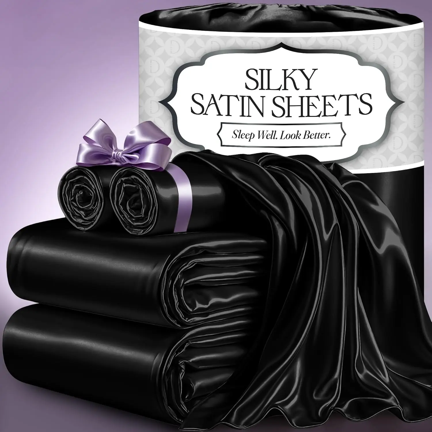 Deep Pocket Cooling Satin Bed Sheets - 4 Piece Luxury Silky Queen Size Bedding Set - Softer Than Silk, Wrinkle-Free with 15” Deep Pocket Fitted Sheet, Perfect for Hair & Skin, Gifts for Women