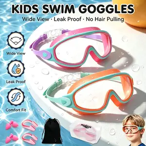 [Deals For You] MARISUN 2 Pack Kids Swim Goggles for 3-15+ UV Protection Anti-Fog High Definition Waterproof Adjustable Goggles for Boys and Girls - Safety anti-uv swimming goggles swim glass anti-fog with Earplugs & Nose Clip,for Lake,Beach, Summer Party