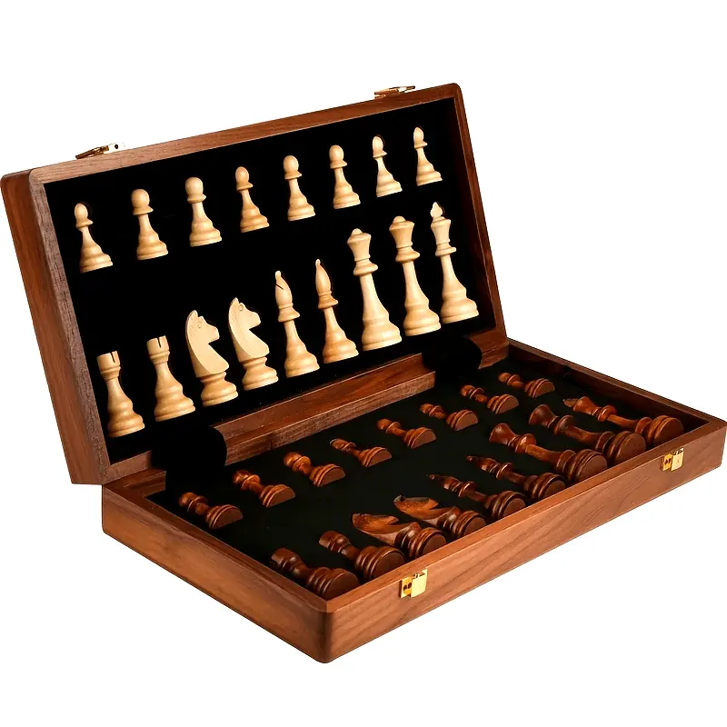 Premium Solid Wood Strategy Board Game - Tabletop Folding Board, 2 Extra Queens - Ideal for Adults - Perfect Christmas Gift for Chess Lovers and Gamers, Strategy Board Games, Tabletop Chess Board