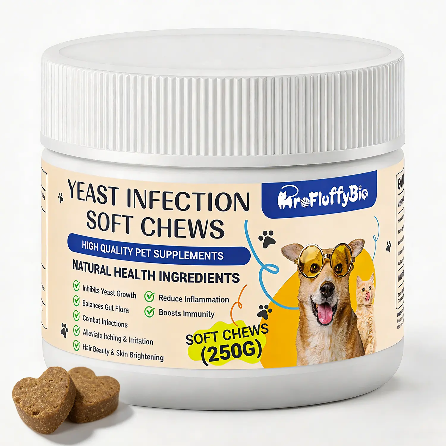 Yeast Infection Treatment for Dogs, 250g Yeast Balance Healthy Itch Relief, Ear & Paw Odor Care, Allergy Supports, Helps Relieve Yeast Overgrowth, Chinken Flavor, Safe for All Ages Dogs & Cats