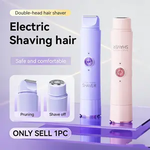 Rechargeable Dual-Head Wireless Electric Razor, Cordless Shaver, 2-In-1 Unisex Bikini Trimmer, Wet/dry Body Hair Remover, Facial Hair Remover