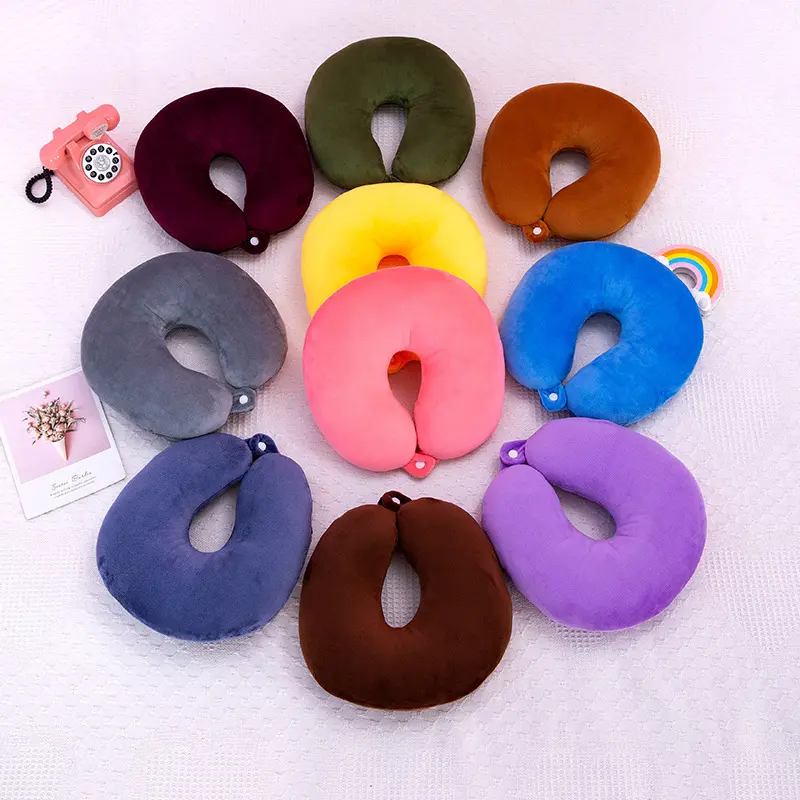 Travel Neck Pillow U Shaped Memory Foam Neck Support for Office Sleeping Car Airplane Comfortable Short Plush Portable Cervical Pillow Ergonomic Neck Cushion for Neck Pain Relief