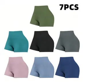 CHRLEISURE 3/4/7PCS  Women Shorts High Waisted Yoga Shorts Running Fitness Biker Gym Workout Outfit Tennis Shorts