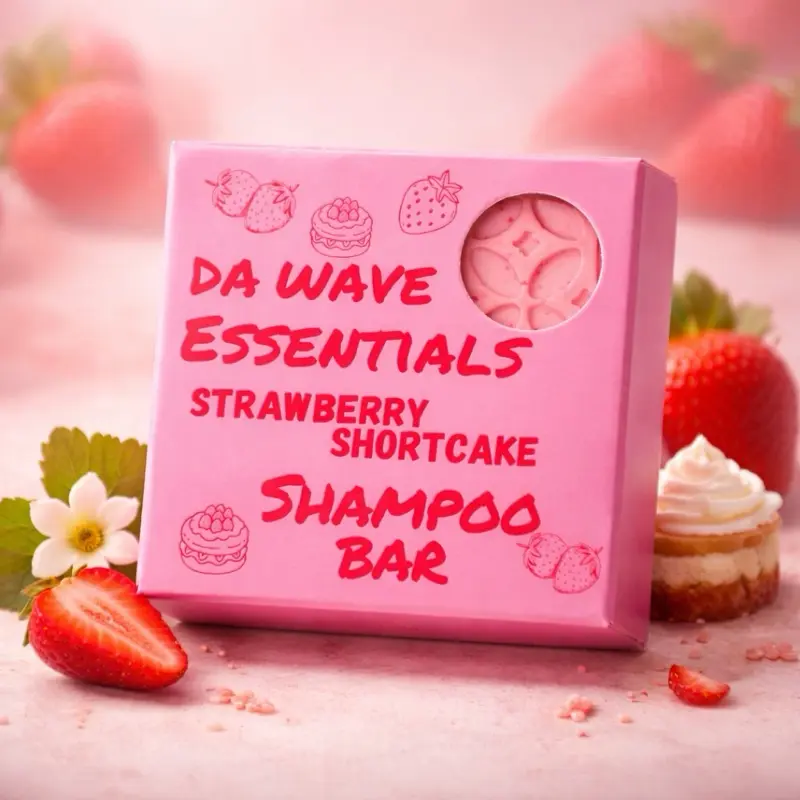 Strawberry Aroma Shampoo Soap with Castor & Coconut Oil Blend, Gentle Hair-Moisturizing Cleanser for Natural Waves & 360s, Haircare Moisture Cleanser, Moisturizer, Hydrating, Castor Oil, Nourishing, Cleansing Bar Shampoo, 360 Waves, Strawberry Shampoo
