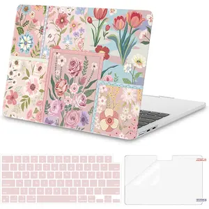 MOSISO Floral Hard Shell Case for MacBook Air 13.6-inch 2022-2025 M2/M3/M4 Models A2681/A3113/A3240 Semi-Transparent Design Scratch-Resistant Anti-Fingerprint Protection