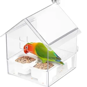 Parrot Bathing Bowl Feeder, Anti-Spill No Feather Damage External Shower Box, Suitable for Rose Ringed Parakeets and Small Parrots Bird, Bird Supplies