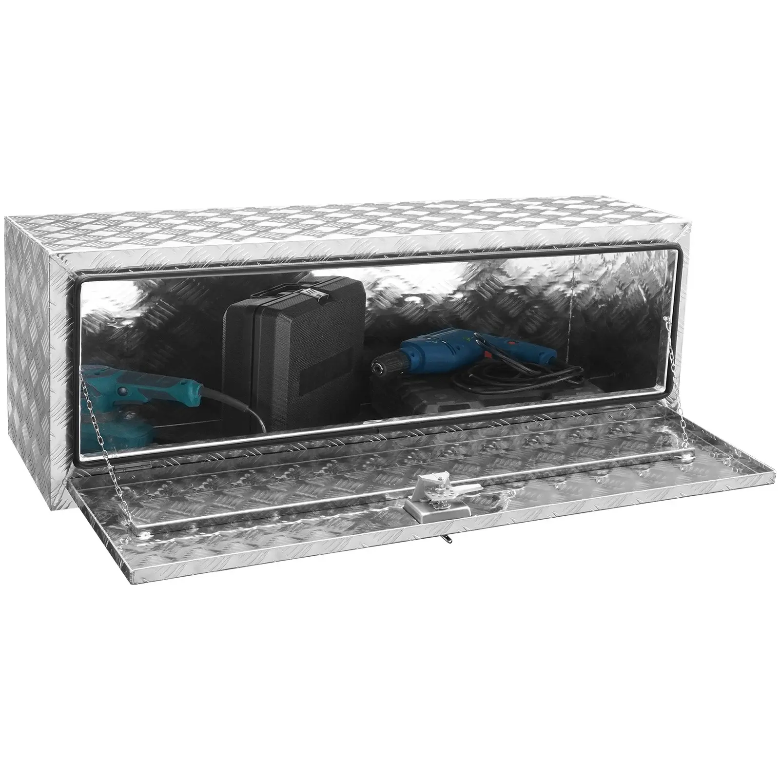 【summerfinds】VEVOR Underbody Truck Box, 48"×17"×18" Pickup Storage Box, Heavy Duty Aluminum Diamond Plate Tool Box with Lock and Keys, Waterproof Trailer Storage Box with T-Handle Latch for Truck, Van, Trailer