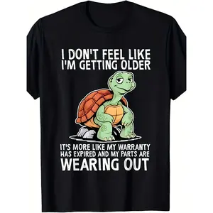 Viral "I Don't Feel Old, Just Slower" Turtle Tee | Heavyweight  Fit Shirt for Men & Women, Funny Birthday Gift with Aging Humor for All Seasons
