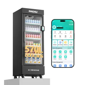 Pacau Smart Vending Machine for Sale, Commercial Snack and Drink Combo Vending Machine, Refrigerated Automatic Vending Machine with Credit Card & NFC Payment for Office, Apartment, Gym