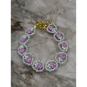 Lilac Pure Beaded Flower Bracelet