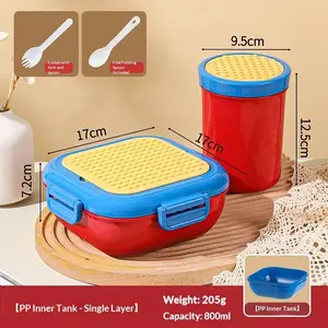 Outdoor family essential insulated lunch box with high aesthetic value, exquisite, microwave-safe, suitable for office workers, students, and children, including lunch box, tableware, spoon, and food-grade set, Microwavable Bento Box
