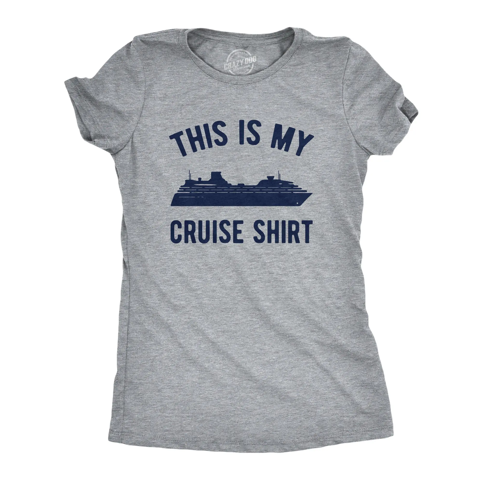 Womens This Is My Cruise Shirt Tee Funny Vacation Travel Boat T Shirt for Ladies Funny Womens T Shirts Cute Vintage Fashion Casual Ladies T-Shirt Gift Funny Summer Top Women's Novelty Tees Light Grey