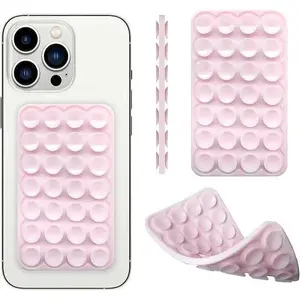 Silicone Suction Phone Case Mount 28 Strong Grip Holder Hands-Free Non-Slip Mount Double-Sided Adhesive Dash Holder for iPhone and Android Works on Glass Metal Plastic for Videos Selfies Beach Set Accessories sticky Smartphone Cellphone Stand Protective