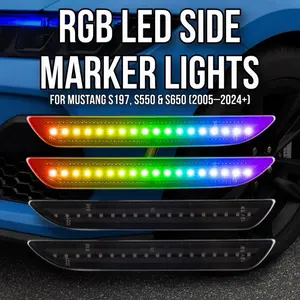 RVP Supply RGB LED Side Marker Lights 2 or 4-Pack Fits Ford Mustang S197, S550 & S650 (2005–2024+) – V6, GT, GT500, Mach 1, More Plug & Play Smoked Lens | Remote Controlled | 16 Color Options