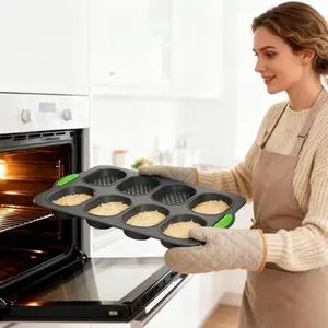Two-Piece Silicone Baguette Baking Tray, Non-Stick French Bread Mold, 8-Hole Ham Burger Sandwich Roll Pan, 3-Wave Long Toast Mold, Oven Baking Trays