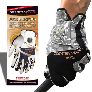 Copper Tech Plus Camouflage Golf Gloves with Ball Marker (1 Pack) - Supports Wrist & Joints with High Compression & Copper Infused Thread Technology