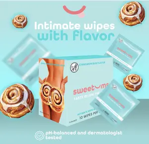 SWEETUMS Cinnamon Bun Flavored Wipes - Intimate Wipe with Flavor, pH Balanced, Gentle & Comforting Scent, Customer Favorite