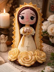 Handmade Crochet Virgin Mary Doll – Soft Plush Decor Gift Handmade Crochet Virgin Mary Doll – Soft Plush Decor Gift