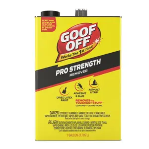 Goof Off Professional Strength Latex Paint and Adhesive Remover, Tar and Asphalt, Safe on Metal, Glass, Wood, Concrete and Automotive Surfaces, Tough DIY and Contractor Messes, Cleans Grout, Fiberglass, Brick, and Tools, Effectively Dissolves Caulk, Glue