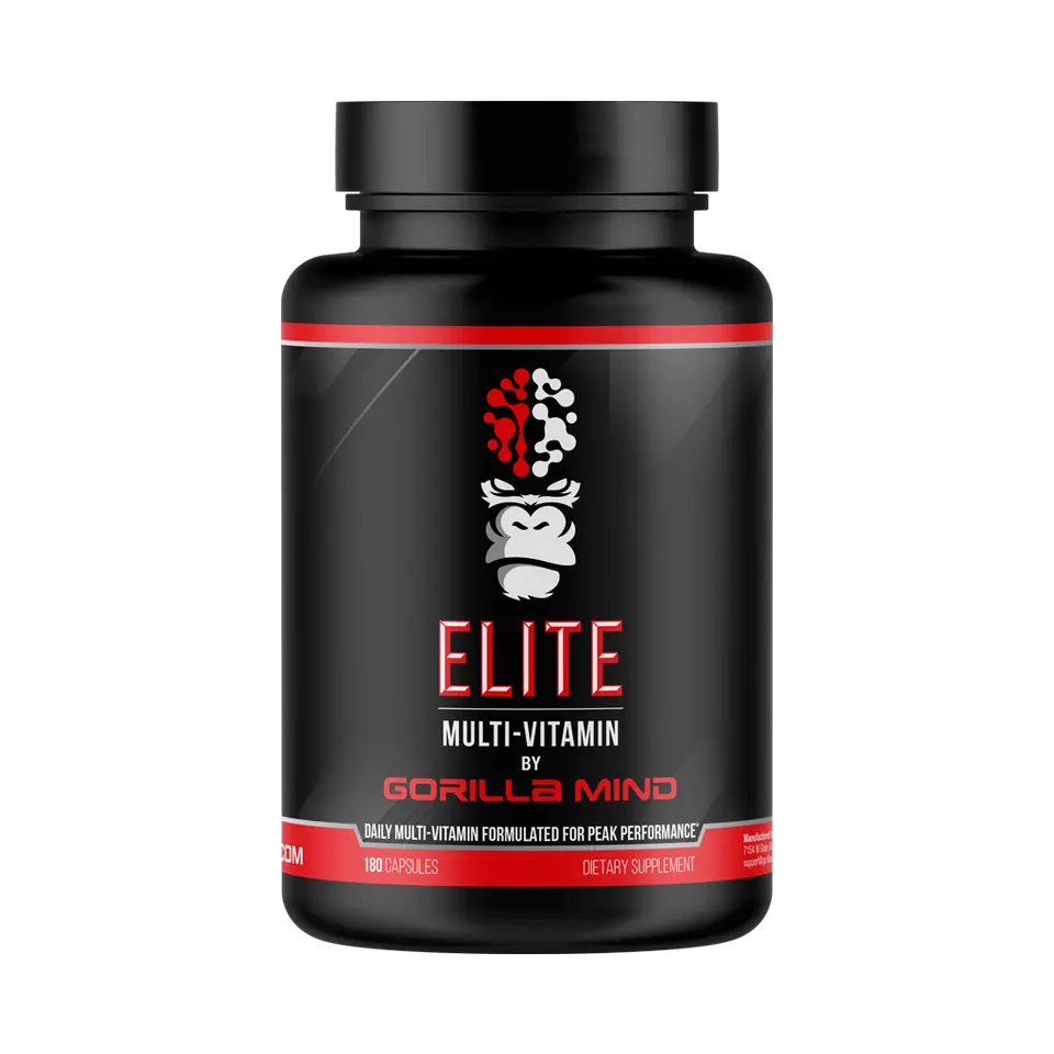 Gorilla Mind Elite Multivitamin Capsules - High Bioavailability Minerals, Trace Elements, Natural Supplements, Sugar Free, Unflavored for Peak Performance & Supplement Routine - 180 Capsules (60 Servings) [Stockup Option]