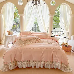 3pcs Lace Bedding Set, Includes 1 Lace Duvet Cover and 2 Pillowcases, Zipper Design, Soft Fabric, Suitable for All Seasons, Bedroom Bedding Set