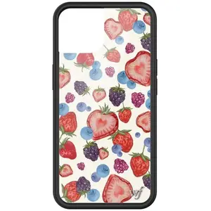 Wildflower Cases - Fruit Tart Case, Compatible with Apple iPhone 13 | Berries, Fruit, Cute, White, Trendy, Blue - Protective Black Bumper, 4ft Drop Test Certified, Women Owned Small Business