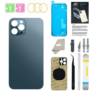 GUPFIX Back Glass Replacement for iPhone 12 Pro Max with Pre-Installed Adhesive & Repairing Tool Kits, Big Hole Rear Back Cover Glass