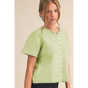 Mint to Be Button Knit Top