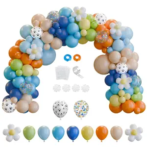 170Pcs Dog Blue Party Decorations Birthday Supplies Paw Balloons Garland Arch Kit, Blue Orange Yellow White Green Dog Daisy Puppy Theme For Boys Girls Baby Shower
