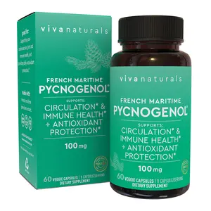 Viva Naturals Pycnogenol - 100mg French Maritime Pine Bark Extract – Supports Circulation, Antioxidant-Like Activity, Joints & Immune Health and Function – 60 Veggie Capsules