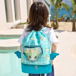 Cartoon Oxford Swim Bag, Waterproof Training Backpack, Portable Large Capacity Clothing Storage Bag, Kids' Sports Gear