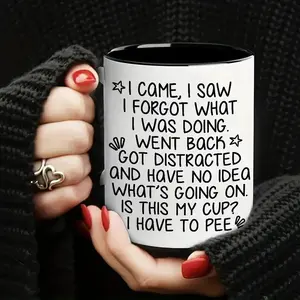 11oz Ceramic Coffee Cup, Elderly Friendly Design, Perfect for Both Hot & Cold Beverages, Ideal for Gifting Occasions, Coffee Shop Cups