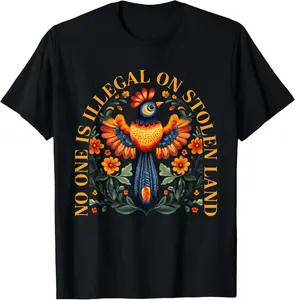 No One is Illegal On Stolen Land Native Americans Vintage Casual Short Sleeve Cotton T-Shirt