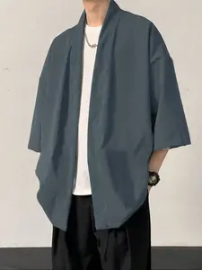 Men's Solid Color Plain Vintage Cardigan, Basic Spring & Fall Knitwear, Perfect Pairing with Shirts or High Neck Tops, Ideal for Casual Menswear