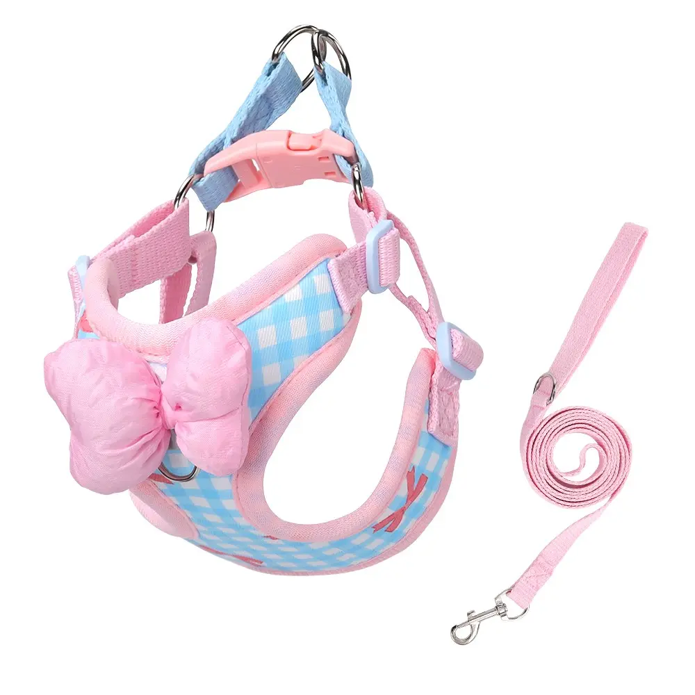 Pet Harness Dog Leash with Bowknot Design, Harness And Leash Set, Harness Leash Combo, Puppy Harness And Leash, Korean Style Puppy Chest Strap, Anti-Sudden Pull Dog Rope, Specialized Pet Gear