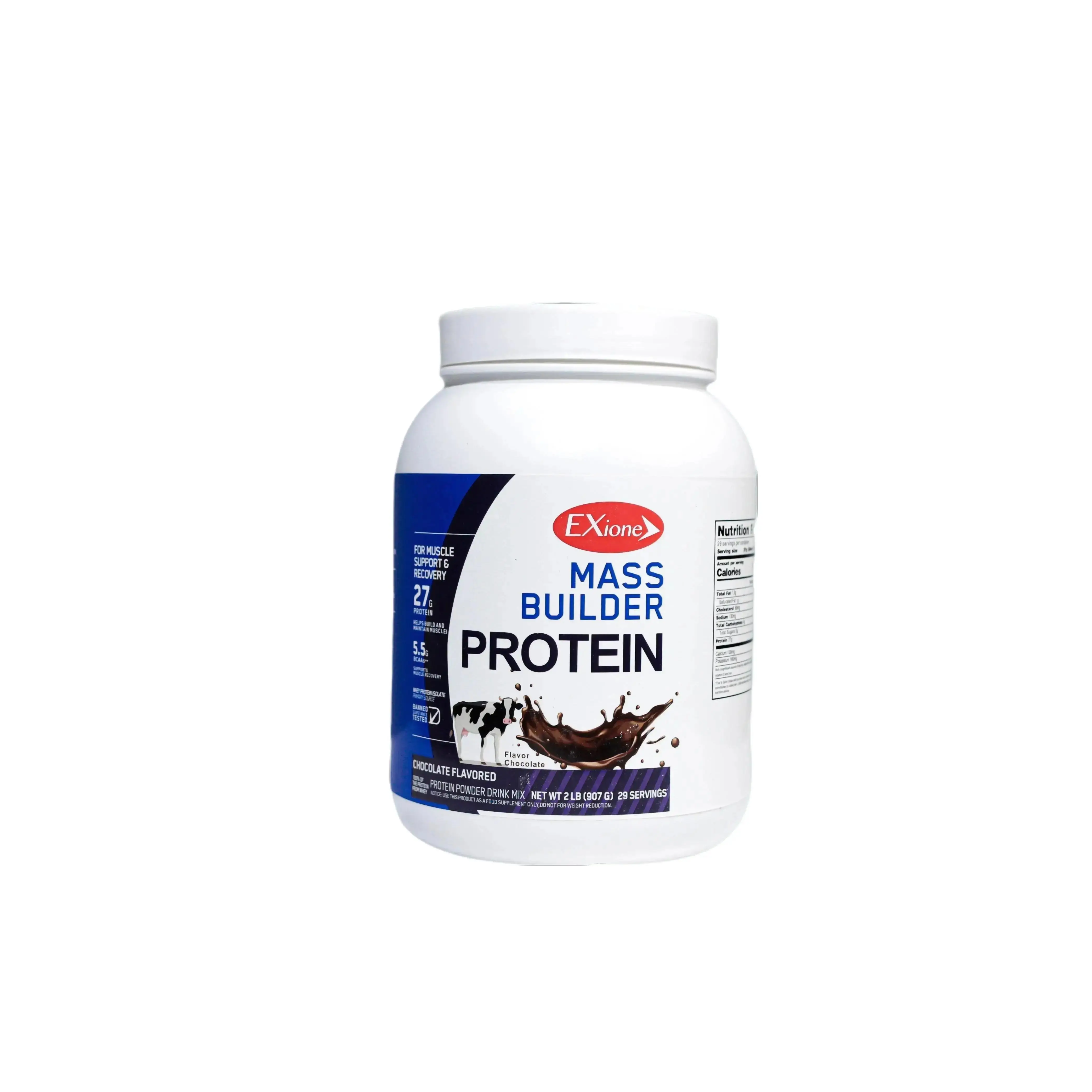 Exione Mass Builder Protein Powder - Pure Chocolate Flavor for Muscle Growth & Recovery - High-Quality Protein for Fitter Body