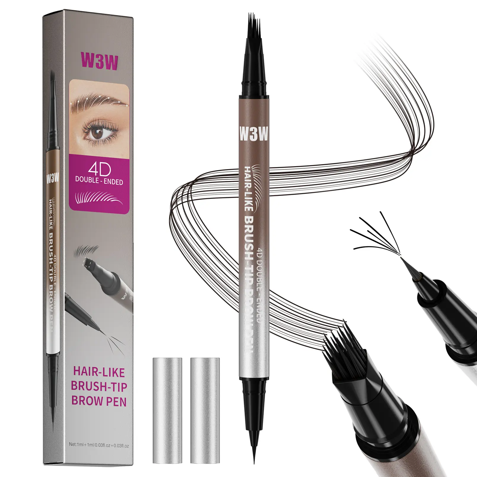 2-in-1 Micro-Sculpting Eyebrow Pencil, Dual-Ended Waterproof & Smudge-Proof Makeup for Precisely Defined At-Home Brows, Precision Eyebrow Pencil, Brow Enhancer, Eyebrow Makeup Tool