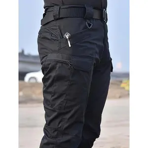 Durable Comfort Men’s Tactical Cargo Pants, Lightweight Polyester, Multi-Pocket Design for Outdoor and Hiking Activities – Dark Gray, Casual Military Style, Machine Washable, Adventure Clothing | Sporty Look | Knitted Construction, Camping Access